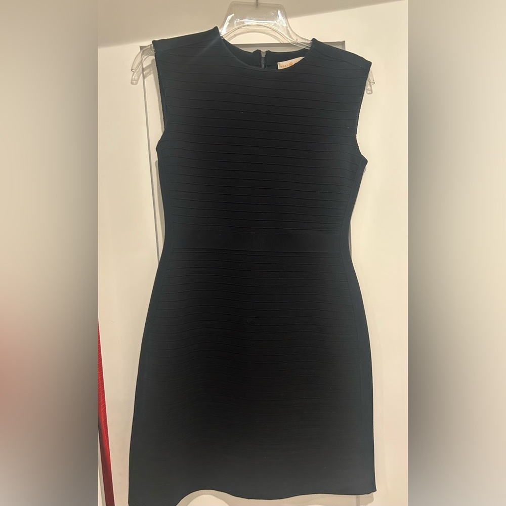 Tory Burch Black Ribbed Mini Dress